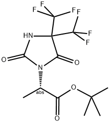 TERT-BUTYL (2S)-2-[2,5-DIOXO-4,4-BIS(TRIFLUOROMETHYL)IMIDAZOLIDIN-1-YL]PROPANOATE Struktur