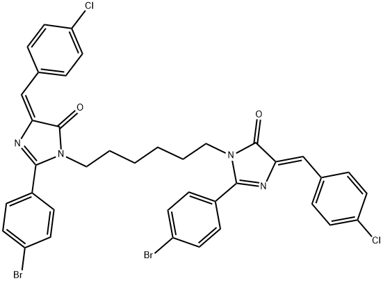 (Z)-2-(4-BROMOPHENYL)-1-(6-((E)-2-(4-BROMOPHENYL)-4-(4-CHLOROBENZYLIDENE)-5-OXO-4,5-DIHYDROIMIDAZOL-1-YL)HEXYL)-4-(4-CHLOROBENZYLIDENE)-1H-IMIDAZOL-5(4H)-ONE Struktur