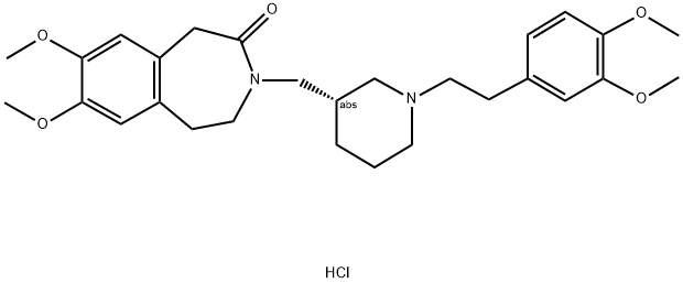 (S)-(+)-7,8-DIMETHOXY-3-[[1-(2-(3,4-DIMETHOXYPHENYL)ETHYL)-3-PIPERIDINYL]METHYL]-1,3,4,5-TETRAHYDRO-2H-3-BENZAZEPIN-2-ONE HYDROCHLORIDE Struktur