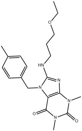 8-[(3-ETHOXYPROPYL)AMINO]-1,3-DIMETHYL-7-(4-METHYLBENZYL)-3,7-DIHYDRO-1H-PURINE-2,6-DIONE Struktur