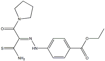 ETHYL 4-{(2Z)-2-[2-AMINO-1-(PYRROLIDIN-1-YLCARBONYL)-2-THIOXOETHYLIDENE]HYDRAZINO}BENZOATE Struktur