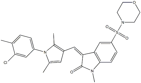 (Z)-3-((1-(3-CHLORO-4-METHYLPHENYL)-2,5-DIMETHYL-1H-PYRROL-3-YL)METHYLENE)-1-METHYL-5-(MORPHOLINOSULFONYL)INDOLIN-2-ONE