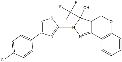 2-[4-(4-CHLOROPHENYL)-1,3-THIAZOL-2-YL]-3-(TRIFLUOROMETHYL)-2,3,3A,4-TETRAHYDROCHROMENO[4,3-C]PYRAZOL-3-OL Struktur