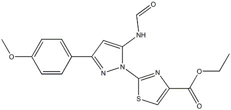 ETHYL 2-[5-(FORMYLAMINO)-3-(4-METHOXYPHENYL)-1H-PYRAZOL-1-YL]-1,3-THIAZOLE-4-CARBOXYLATE Struktur