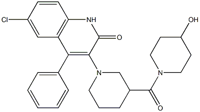 6-CHLORO-4-PHENYL-3-[3-((4-HYDROXYPIPERIDIN-1-YL)CARBONYL)PIPERIDIN-1-YL]QUINOLIN-2(1H)-ONE Struktur