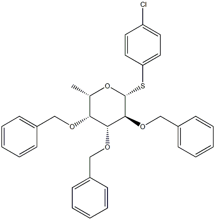 4-CHLOROPHENYL 2,3,4-TRI-O-BENZYL 1-THIO-BETA-L-FUCOPYRANOSIDE Struktur