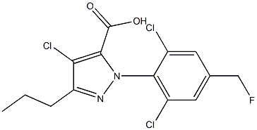 4-CHLORO-1-[2,6-DICHLORO-4-(FLUOROMETHYL)PHENYL]-3-PROPYL-1H-PYRAZOLE-5-CARBOXYLIC ACID Struktur