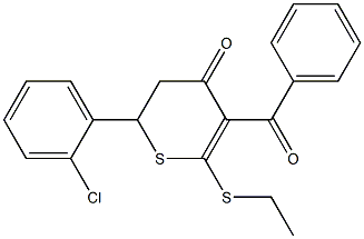 5-BENZOYL-2-(2-CHLOROPHENYL)-6-ETHYLSULFANYL-2,3-DIHYDROTHIOPYRAN-4-ONE Struktur