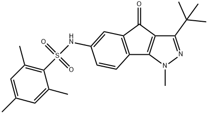 3-(TERT-BUTYL)-1-METHYL-6-(((2,4,6-TRIMETHYLPHENYL)SULFONYL)AMINO)INDENO[2,3-D]PYRAZOL-4-ONE Struktur