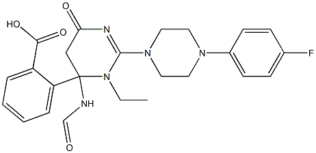 ETHYL 4-(2-(4-(4-FLUOROPHENYL)PIPERAZIN-1-YL)-6-OXO-3,4,5,6-TETRAHYDROPYRIMIDINE-4-CARBOXAMIDO)BENZOATE Struktur