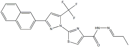 2-[3-(2-NAPHTHYL)-5-(TRIFLUOROMETHYL)-1H-PYRAZOL-1-YL]-N'-[(1E)-PROPYLIDENE]-1,3-THIAZOLE-4-CARBOHYDRAZIDE Struktur