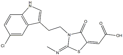 (2E)-[(2E)-3-[2-(5-CHLORO-1H-INDOL-3-YL)ETHYL]-2-(METHYLIMINO)-4-OXO-1,3-THIAZOLIDIN-5-YLIDENE]ACETIC ACID Struktur