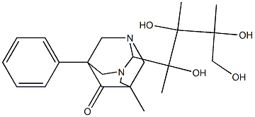 5-METHYL-7-PHENYL-2-(1,2,3,4-TETRAHYDROXY-1,2,3-TRIMETHYLBUTYL)-1,3-DIAZATRICYCLO[3.3.1.1~3,7~]DECAN-6-ONE Struktur