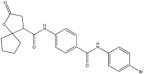 N-(4-{[(4-BROMOPHENYL)AMINO]CARBONYL}PHENYL)-2-OXO-1-OXASPIRO[4.4]NONANE-4-CARBOXAMIDE Struktur