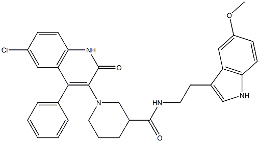 1-(6-CHLORO-2-OXO-4-PHENYL-1,2-DIHYDROQUINOLIN-3-YL)-N-(2-(5-METHOXY-1H-INDOL-3-YL)ETHYL)PIPERIDINE-3-CARBOXAMIDE Struktur