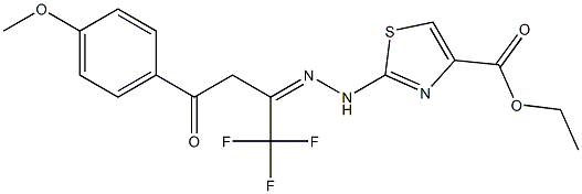 ETHYL 2-{(2Z)-2-[3-(4-METHOXYPHENYL)-3-OXO-1-(TRIFLUOROMETHYL)PROPYLIDENE]HYDRAZINO}-1,3-THIAZOLE-4-CARBOXYLATE Struktur