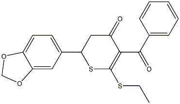 2-BENZO[1,3]DIOXOL-5-YL-5-BENZOYL-6-ETHYLSULFANYL-2,3-DIHYDROTHIOPYRAN-4-ONE Struktur