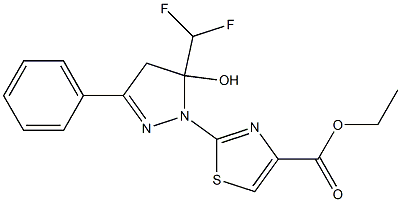 ETHYL 2-[5-(DIFLUOROMETHYL)-5-HYDROXY-3-PHENYL-4,5-DIHYDRO-1H-PYRAZOL-1-YL]-1,3-THIAZOLE-4-CARBOXYLATE Struktur