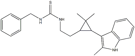 N-BENZYL-N'-{2-[2,2-DIMETHYL-3-(2-METHYL-1H-INDOL-3-YL)CYCLOPROPYL]ETHYL}THIOUREA Struktur