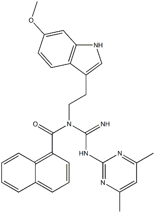 N-(4,6-DIMETHYL-2-PYRIMIDINYL)-N'-[2-(6-METHOXY-1H-INDOL-3-YL)ETHYL]-N'-(1-NAPHTHOYL)GUANIDINE Struktur