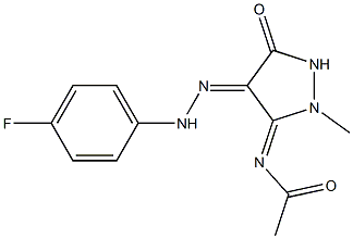 N-{(3Z,4E)-4-[(4-FLUOROPHENYL)HYDRAZONO]-2-METHYL-5-OXOPYRAZOLIDIN-3-YLIDENE}ACETAMIDE Struktur