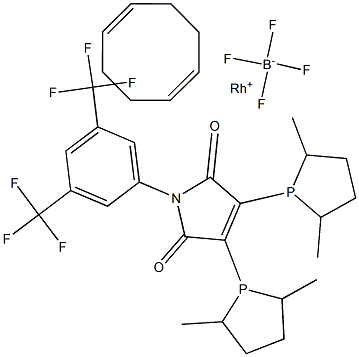 (-)-2,3-BIS[(2R,5R)-2,5-DIMETHYLPHOSPHOLANYL]-N-[3,5-BIS(TRIFLUOROMETHYL)PHENYL]MALEIC IMIDE(1,5-CYCLOOCTADIENE)RHODIUM (I) TETRAFLUOROBORATE Struktur