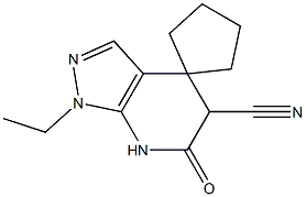 1'-ETHYL-6'-OXO-1',5',6',7'-TETRAHYDROSPIRO[CYCLOPENTANE-1,4'-PYRAZOLO[3,4-B]PYRIDINE]-5'-CARBONITRILE Struktur