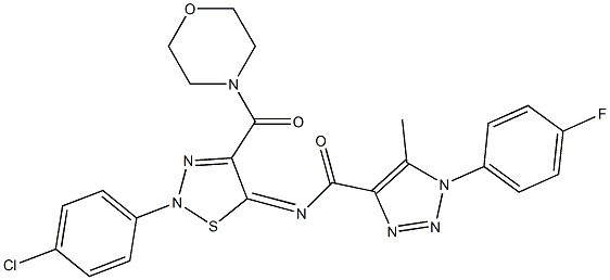 (Z)-N-(2-(4-CHLOROPHENYL)-4-(MORPHOLINE-4-CARBONYL)-1,2,3-THIADIAZOL-5(2H)-YLIDENE)-1-(4-FLUOROPHENYL)-5-METHYL-1H-1,2,3-TRIAZOLE-4-CARBOXAMIDE Struktur