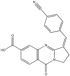 (3Z)-3-(4-CYANOBENZYLIDENE)-9-OXO-1,2,3,9-TETRAHYDROPYRROLO[2,1-B]QUINAZOLINE-6-CARBOXYLIC ACID Struktur