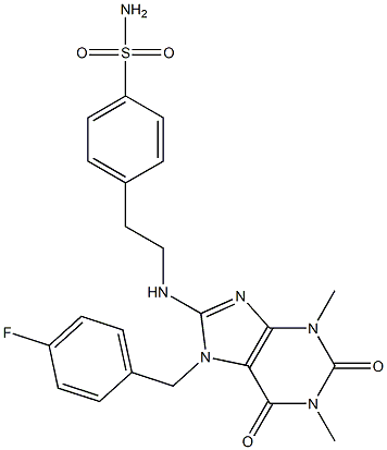 4-(2-{[1,3-DIMETHYL-7-(4-FLUOROBENZYL)-2,6-DIOXO-2,3,6,7-TETRAHYDRO-1H-PURIN-8-YL]AMINO}ETHYL)BENZENESULFONAMIDE Struktur