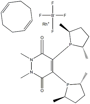 (-)-4,5-BIS[(2R,5R)-2,5-DIMETHYLPHOSPHOLANYL](1,2-DIMETHYL-1,2-DIHYDROPYRIDAZINE-3,6-DIONE)(1,5-CYCLOOCTADIENE)RHODIUM (I) TETRAFLUOROBORATE Struktur