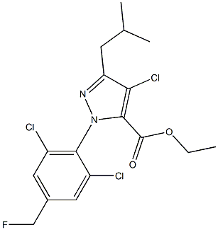 4-CHLORO-1-[2,6-DICHLORO-4-(FLUOROMETHYL)PHENYL]-3-(2-METHYLPROPYL)-1H-PYRAZOLE-5-CARBOXYLIC ACID ETHYL ESTER Struktur