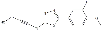 3-([5-(3,4-DIMETHOXYPHENYL)-1,3,4-OXADIAZOL-2-YL]THIO)PROP-2-YN-1-OL Struktur