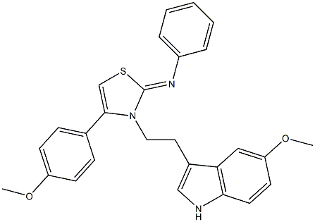 N-[3-[2-(5-METHOXY-1H-INDOL-3-YL)ETHYL]-4-(4-METHOXYPHENYL)-1,3-THIAZOL-2(3H)-YLIDENE]ANILINE Struktur