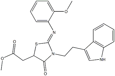 METHYL 2-{3-[2-(1H-INDOL-3-YL)ETHYL]-2-[(2-METHOXYPHENYL)IMINO]-4-OXO-1,3-THIAZOLIDIN-5-YL}ACETATE Struktur