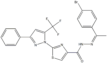 N'-[(1Z)-1-(4-BROMOPHENYL)ETHYLIDENE]-2-[3-PHENYL-5-(TRIFLUOROMETHYL)-1H-PYRAZOL-1-YL]-1,3-THIAZOLE-4-CARBOHYDRAZIDE Struktur