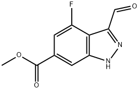 4-FLUORO-6-METHOXYCARBONYL-3-(1H)INDAZOLE CARBOXALDEHYDE Struktur