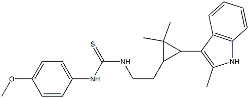 N-{2-[2,2-DIMETHYL-3-(2-METHYL-1H-INDOL-3-YL)CYCLOPROPYL]ETHYL}-N'-(4-METHOXYPHENYL)THIOUREA Struktur