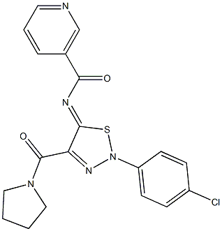 N-[(5Z)-2-(4-CHLOROPHENYL)-4-(PYRROLIDIN-1-YLCARBONYL)-1,2,3-THIADIAZOL-5(2H)-YLIDENE]NICOTINAMIDE Struktur