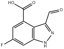 6-FLUORO-3-FORMYL-4-INDAZOLECARBOXYLIC ACID Struktur