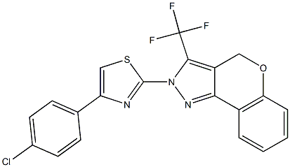 2-[4-(4-CHLOROPHENYL)-1,3-THIAZOL-2-YL]-3-(TRIFLUOROMETHYL)-2,4-DIHYDROCHROMENO[4,3-C]PYRAZOLE Struktur