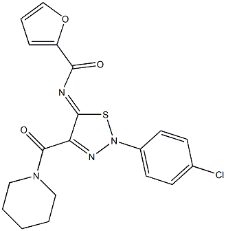 N-[(5Z)-2-(4-CHLOROPHENYL)-4-(PIPERIDIN-1-YLCARBONYL)-1,2,3-THIADIAZOL-5(2H)-YLIDENE]-2-FURAMIDE Struktur