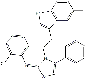 N-[(2E)-3-[2-(5-CHLORO-1H-INDOL-3-YL)ETHYL]-4-PHENYL-1,3-THIAZOL-2(3H)-YLIDENE]-N-(2-CHLOROPHENYL)AMINE Struktur