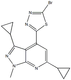 4-(5-BROMO-1,3,4-THIADIAZOL-2-YL)-3,6-DICYCLOPROPYL-1-METHYL-1H-PYRAZOLO[3,4-B]PYRIDINE Struktur