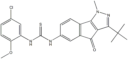 3-(TERT-BUTYL)-6-((((5-CHLORO-2-METHOXYPHENYL)AMINO)THIOXOMETHYL)AMINO)-1-METHYLINDENO[2,3-D]PYRAZOL-4-ONE Struktur