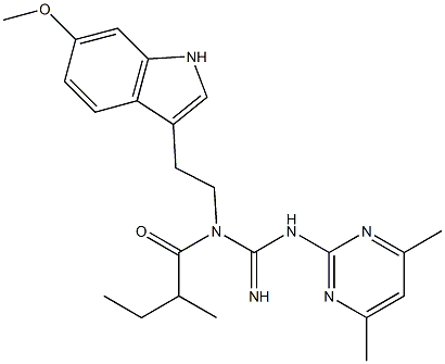 N-(4,6-DIMETHYL-2-PYRIMIDINYL)-N'-[2-(6-METHOXY-1H-INDOL-3-YL)ETHYL]-N'-(2-METHYLBUTANOYL)GUANIDINE Struktur