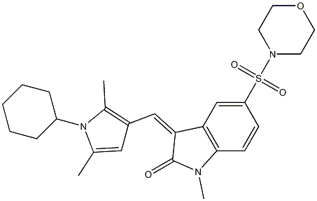 (Z)-3-((1-CYCLOHEXYL-2,5-DIMETHYL-1H-PYRROL-3-YL)METHYLENE)-1-METHYL-5-(MORPHOLINOSULFONYL)INDOLIN-2-ONE Struktur