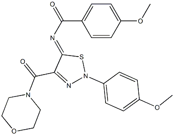 4-METHOXY-N-[2-(4-METHOXYPHENYL)-4-(4-MORPHOLINYLCARBONYL)-1,2,3-THIADIAZOL-5(2H)-YLIDENE]BENZAMIDE Struktur