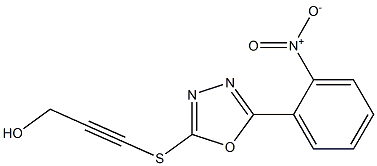 3-([5-(2-NITROPHENYL)-1,3,4-OXADIAZOL-2-YL]THIO)PROP-2-YN-1-OL Struktur