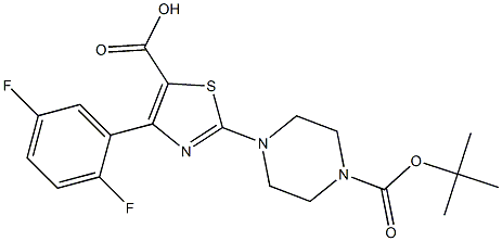 2-(4-(TERT-BUTOXYCARBONYL)PIPERAZIN-1-YL)-4-(2,5-DIFLUOROPHENYL)THIAZOLE-5-CARBOXYLIC ACID Struktur